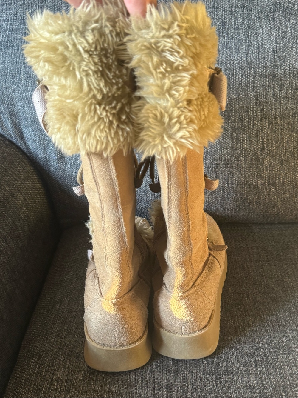 Y2K Bum Equipment Faux Fur Lined Women's Winter Boots In Light Tan - Picture 6 of 10